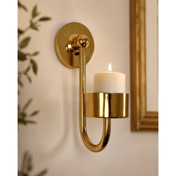 Other - Vintage Solid Brass Wall Candle Holder Sconce Hollywood Regency 1980s